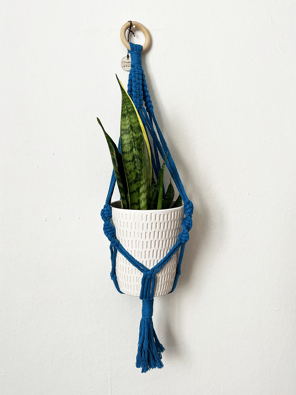 blue macrame plant hanger Plant Hanger Blue – Sabrina Samuels Decor