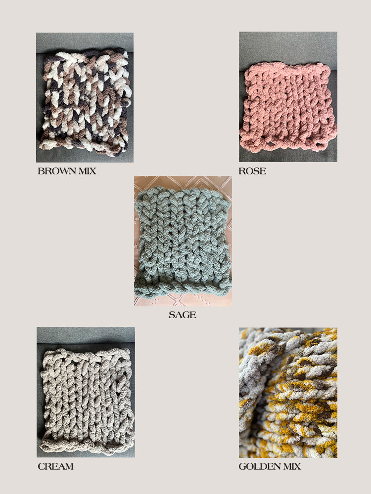 Chunky Hand Knitted Throw Blanket - Made To Order Colors